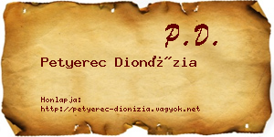 Petyerec Dionízia névjegykártya